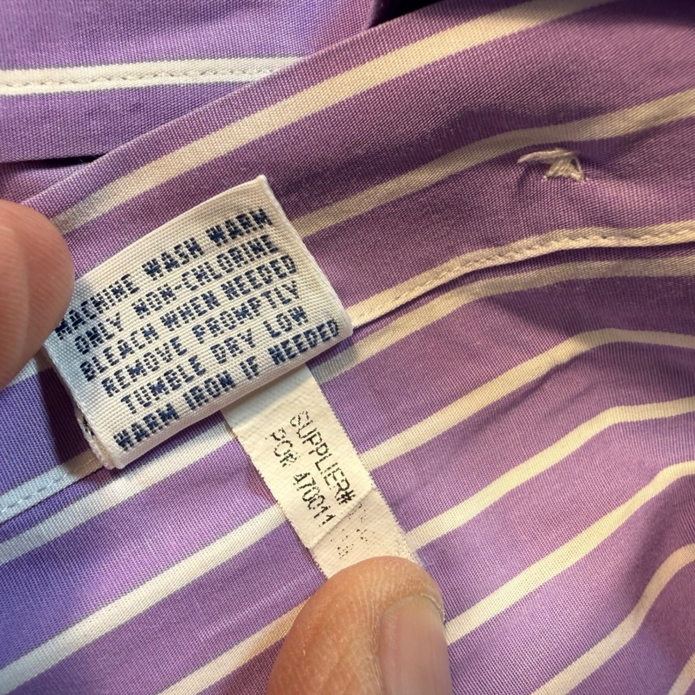 Ralph Lauren Shirt Men Small Purple Striped Long Sleeve Cotton Preppy Ivy League - Picture 8 of 10